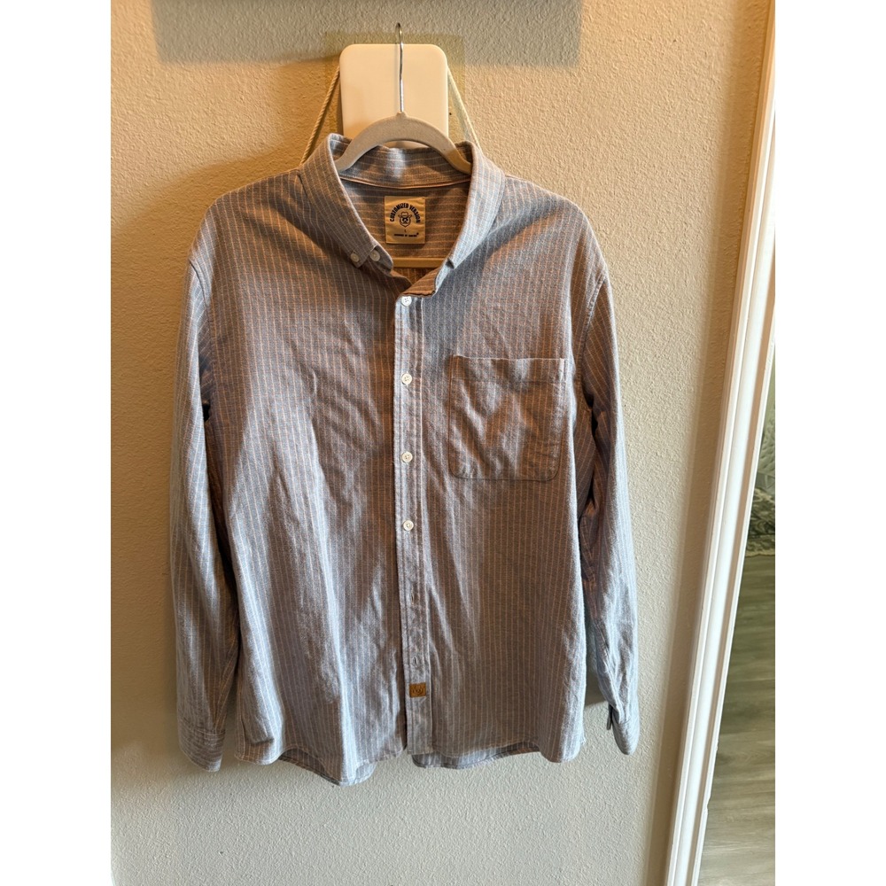 Dubinix Customized Version Mens Large Blue Herringbone Striped Button Down Shirt
